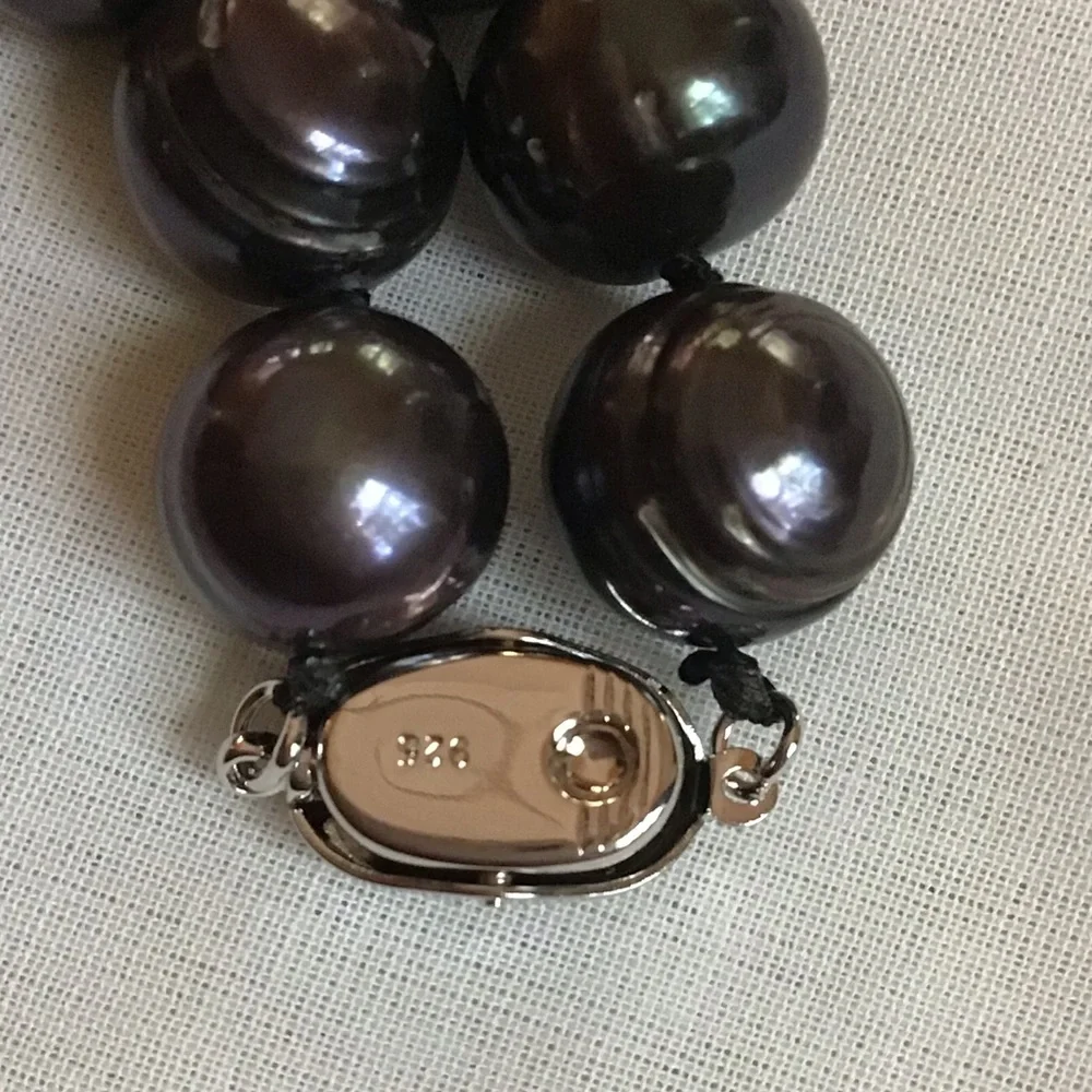 11mm Iridescent Tahitian Pearl Strand Sterling Silver - Picture 2 of 13